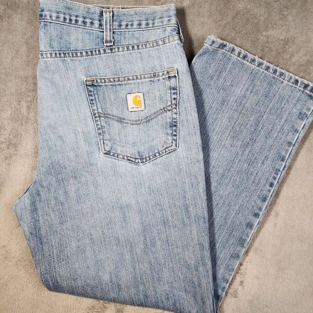 Carhartt Men's 40x32 Relaxed Fit Jeans Blue Cotton Polyester Workwear 101483-980